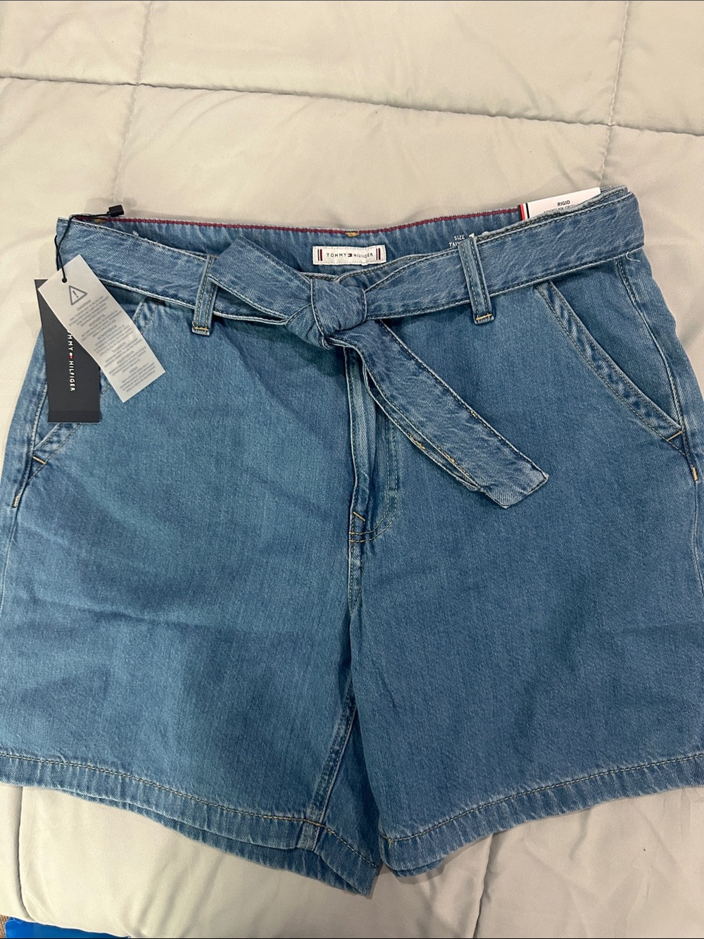 Tommy Hilfiger Light Blue Denim Tie-Waist Women's Shorts